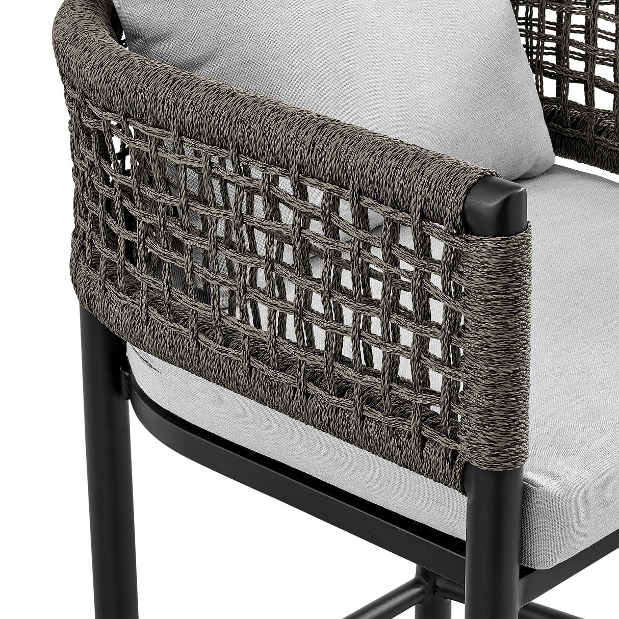 Alegria - Outdoor Patio 5-Piece Bar Table Set In Aluminum With Gray Rope And Cushions