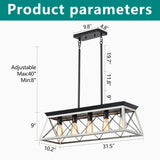 Chandelier Pendant Light For Dining Room Kitchen, 5 Light Fixture With Adjustable Height