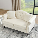 2 Seater Chesterfield Sofa With Rolled Arms And Nailhead Trim For Living Room