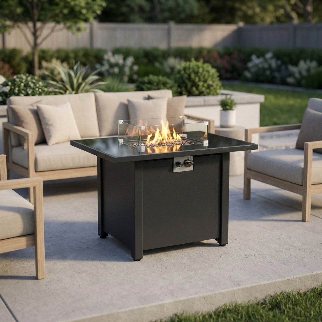 Outdoor Fire Pit Backyard Fireplace Heater Steel 30x25in Black
