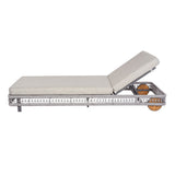 Outdoor Chaise Lounge With Wheels, 5 Position Adjustable Backrest