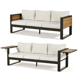 Large 4-Piece Aluminum Frame Outdoor Patio Furniture Set Beige Cushions