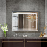 LED Bathroom Beveled Mirror, 3000 - 6000K Gradient Front And Backlit LED Mirror For Bathroom, 3 Colors Dimmable, Ip54 Enhanced Anti Fog