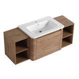 Wall Mounted Bathroom Vanity With Sink, Storage Shelves & Soft Close Door
