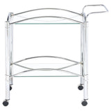 Porch & Den - 2 Tier Rectangular Glass Shelf Bar Cart With Glass - Chrome