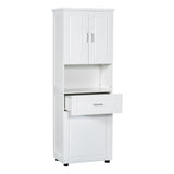 Tall Bathroom Cabinet With Tilt-Out Laundry Basket And Upper Storage
