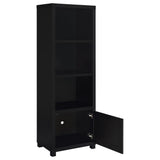 Sandl - 3 Shelf Media Tower With Cabinet Storage Solution - Black