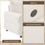 Convertible Sofa Bed Loveseat With Adjustable Backrest And USB Ports