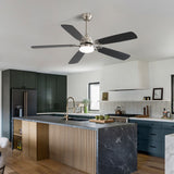 52" Ceiling Fan With LED Light, 6 Speed Remote Control, Reversible DC Motor