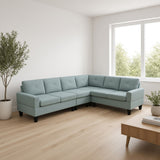 Modular L - Shaped Sectional Sofa 6 Seater 4 Piece, Couch With Chaise - Green