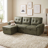 Convertible Sectional Sofa Bed With Pull Out Sleeper And Storage