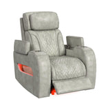 Prime Time - P3 Recliner With 7 Colors Led, Cup Holders And Wireless Charger Controller - Leather Gel Light Gray