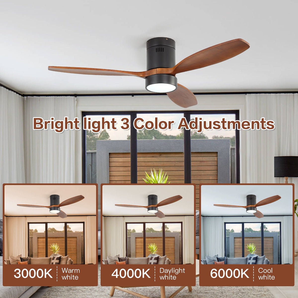 52" Reversible Ceiling Fan With Dimmable Light And Remote Control, DC Motor, Memory Function - Matte Black