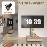 Mobile TV Cart With Push Pull Drawer, Lockable Wheels