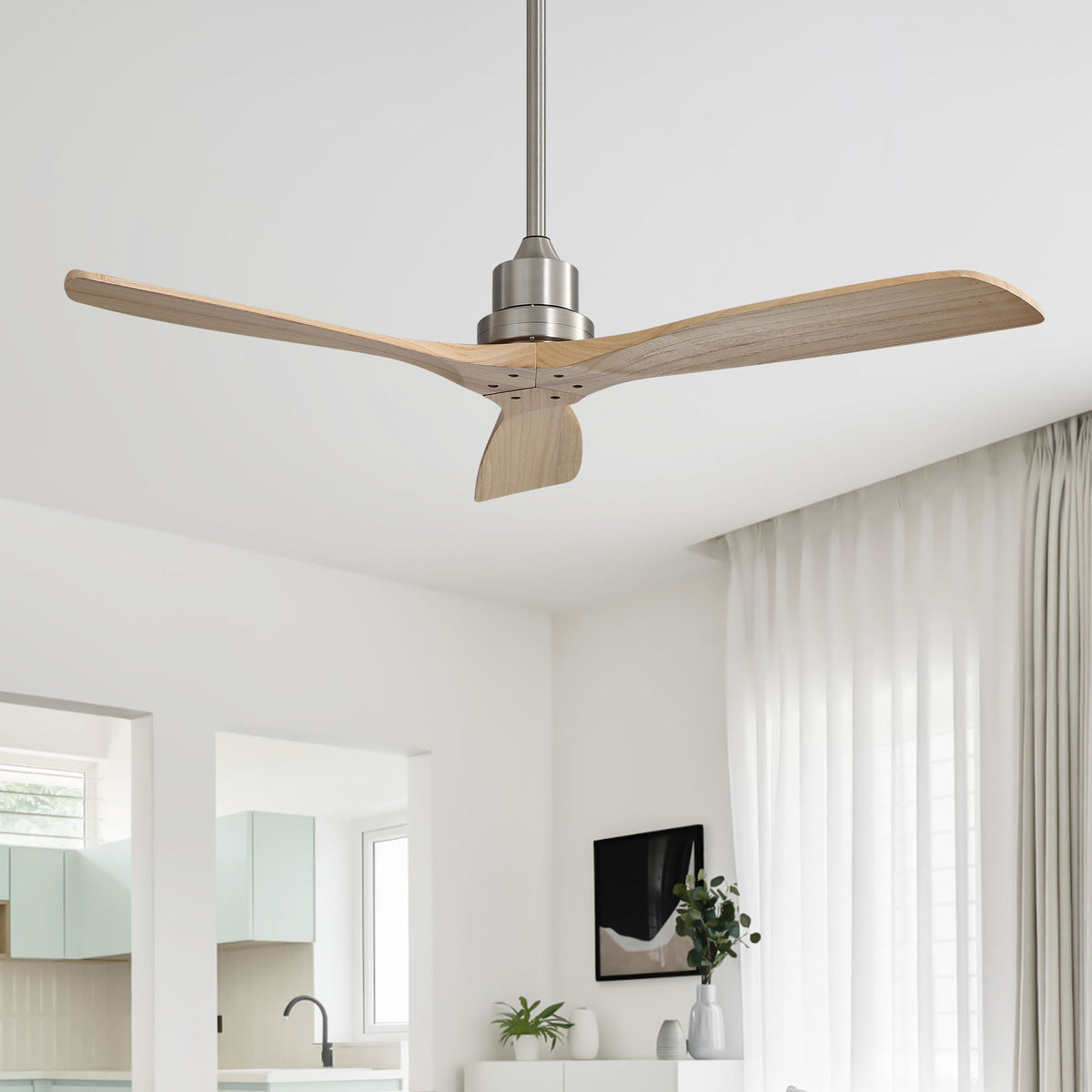 52" Outdoor Ceiling Fan With Remote Control Blades Reversible DC Motor - Brushed Nickel