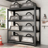 4-Tier Height-Adjustable Storage Rack, Vertical Organizer, Assembly Required - Black
