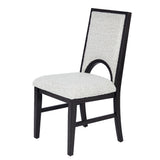 7 Piece Set, Trestle Dining Table And 6 Side Chairs With Cutout Back - Black / Charcoal / White