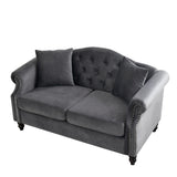 2 Seater Chesterfield Sofa With Rolled Arms And Nailhead Trim For Living Room