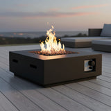 Propane Gas Fire Pit Table Concrete Outdoor Heater 30x11in
