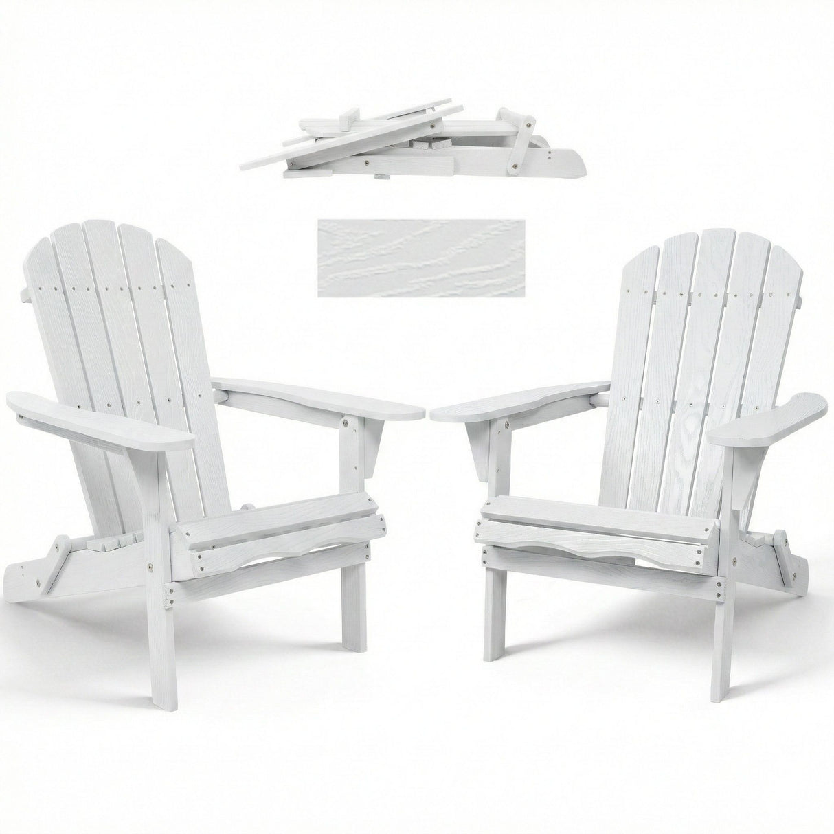 Folding Adirondack Lounge Chair With Embossed Grain Texture