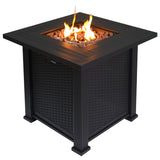 Outdoor Fire Pit Table With Lava Rocks, Propane Fire Pit - Black