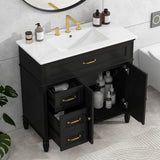 Bathroom Vanity With Sink, 2 Doors 2 Drawers, Freestanding Design