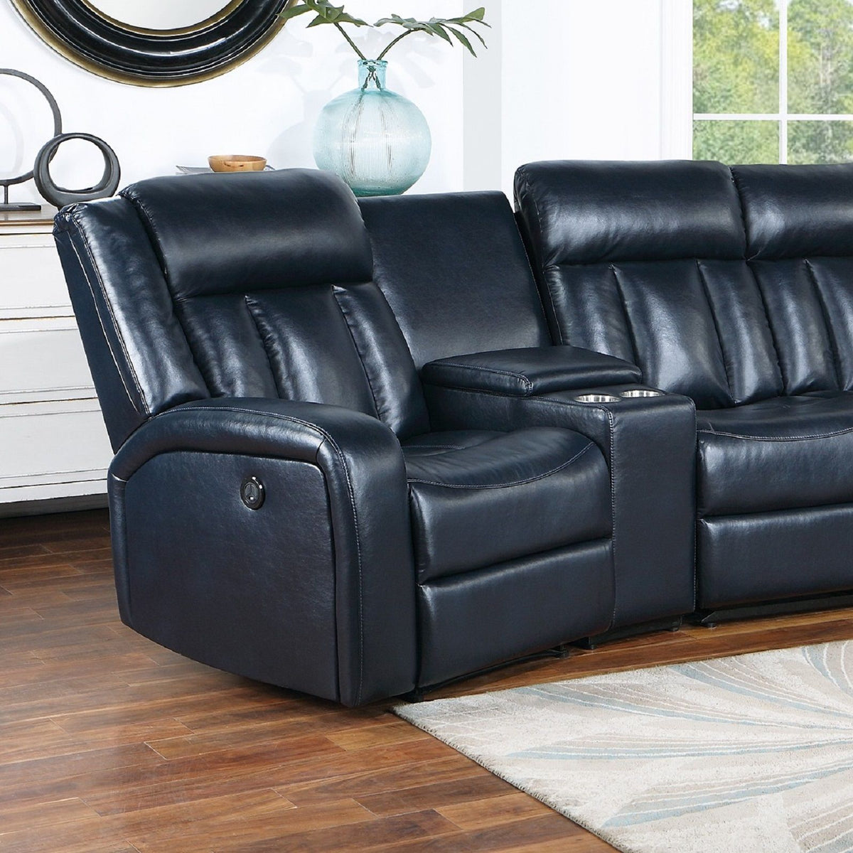 Reclining Sectional Sofa Set With Console Cup Holders USB Ports And Track Arms