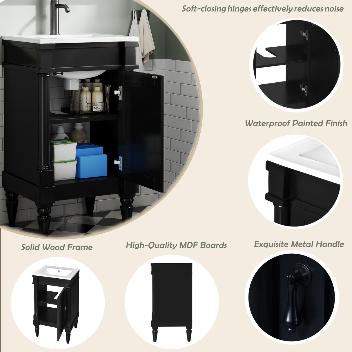 Bathroom Vanity With Sink, Storage Cabinet With Door, Drop In Sink, Compact Freestanding Design