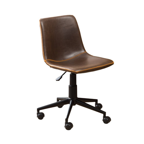 Cesena Antique Brown Faux Leather Swivel Office Chair with Adjustable Height - Office Furniture - Alpine Outlets