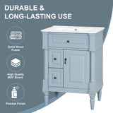 Freestanding Bathroom Vanity With Sink, Adjustable Shelf & Flip Drawer