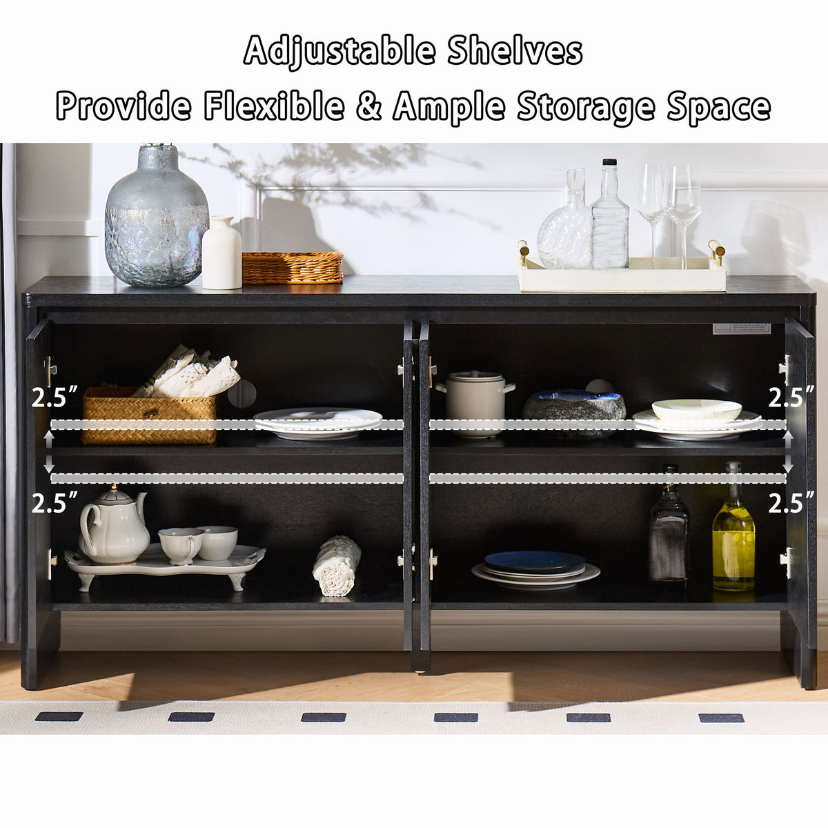 Sideboard Buffet Cabinet With Adjustable Shelves
