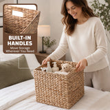Folding Storage Baskets, Hand Cube Baskets With Cutout Handles Shelf Organizer, Toy Storage, Closet Storage (Set of 2) - Light Brown