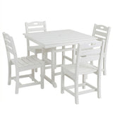 Outdoor Patio Dining Set, Square Table With Umbrella Hole And Armless Chairs