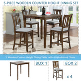 5 Pieces Dining Table Set, Counter Height Kitchen Table Set With Square Table And 4 Upholstered Chairs