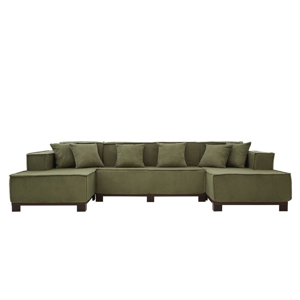 U-Shaped Sectional Sofa With RGB LED Light Strip And 6 Pillows