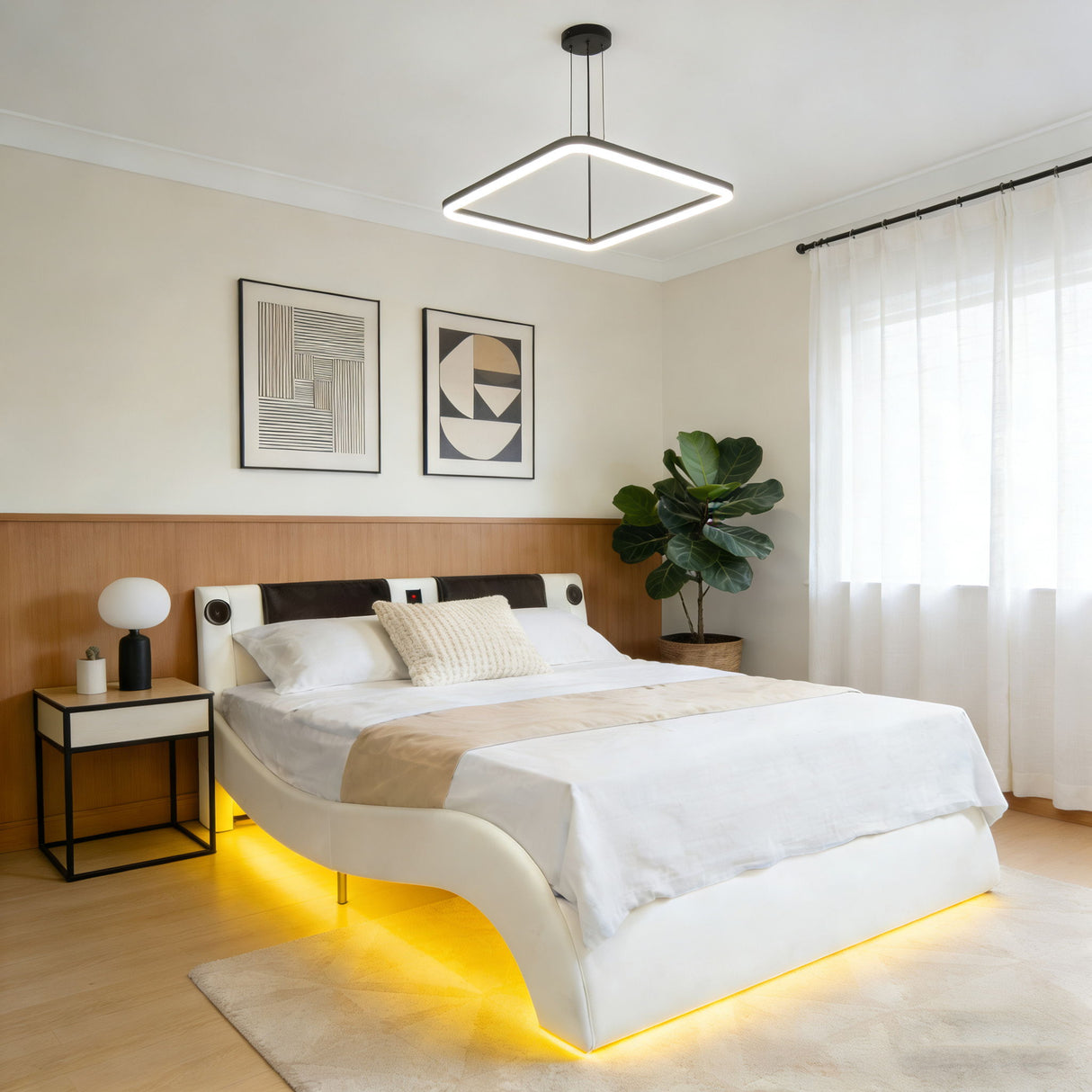 Platform Bed Frame With LED Lighting, tooth Music, Vibration Massage Alpine Outlets Platform Bed Frame With LED Lighting, tooth Music, Vibration Massage Alpine Outlets