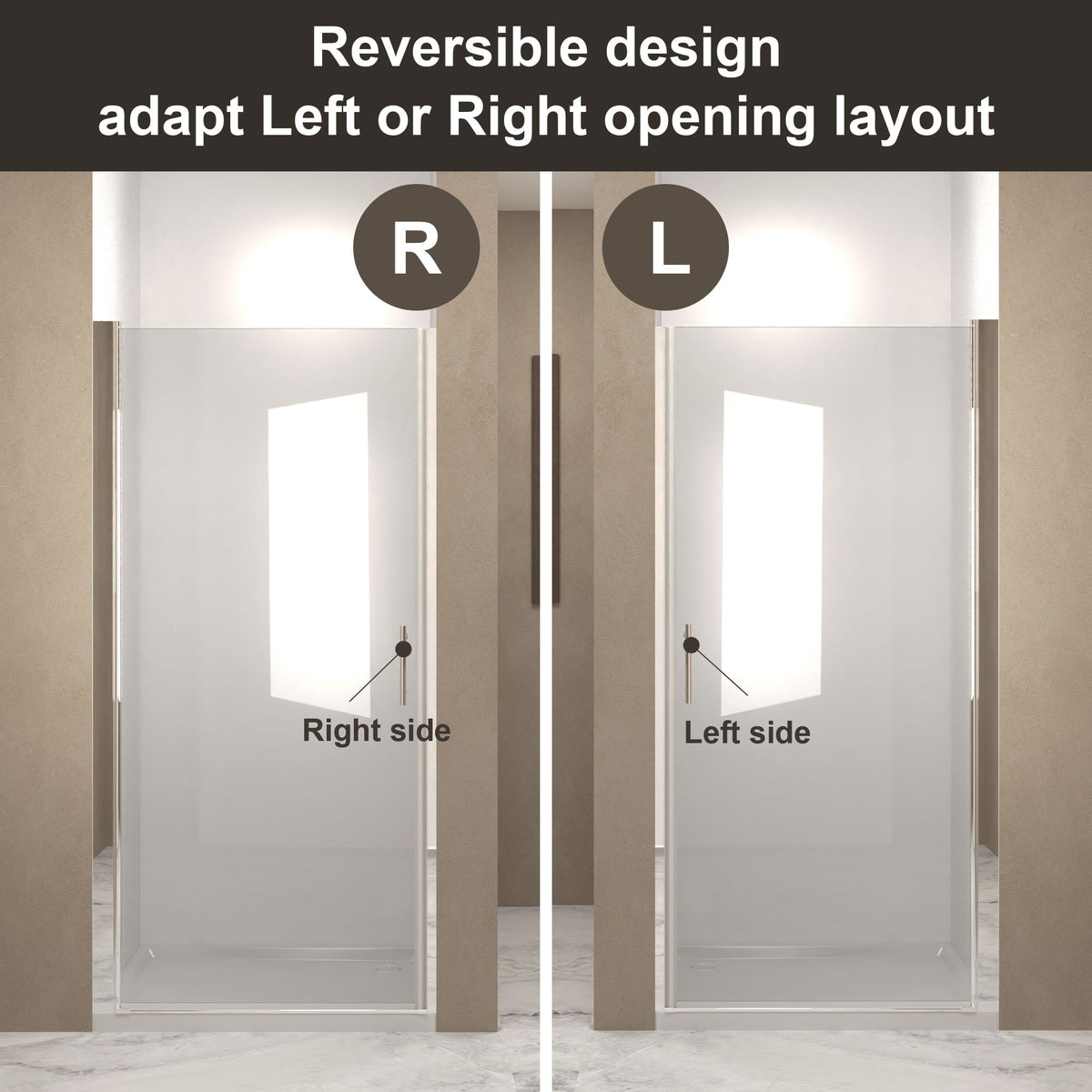 Chrome Shower Door With Explosion Proof Film, Half Frame Design - Chrome