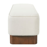 Upholstered Ottoman Bench With Thick Padded Design - Beige