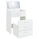 Ayuba - 3 Drawer Makeup Vanity Table With Mirror And Stool