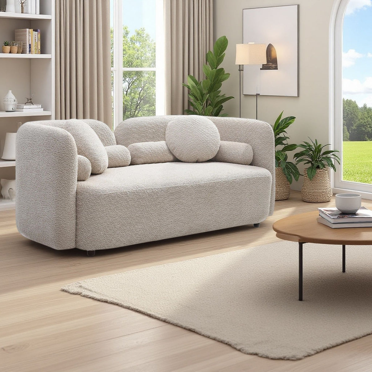 2 Seater Sofa Couch For Living Room - Light Beige