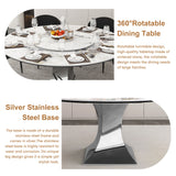 Round Dining Table & 6 Chairs Set - Silver