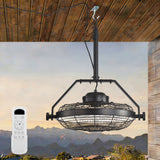 21" Outdoor Ceiling Fan With Dimmable LED Light, 7 Blades, Reversible DC Motor For Gazebos - Matte Black