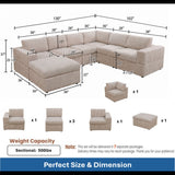 Modular Sectional Sofa, Reversible Set