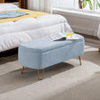 Storage Ottoman Bench For End Of Bed Gold Legs, Modern Camel Faux Fur Entryway Bench Upholstered Padded With Storage For Living Room Bedroom - Storage Benches - Alpine Outlets