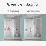 Frameless Single Sliding Soft Close Shower Doors, 3 / 8" Tempered Glass Reversible Installatio
