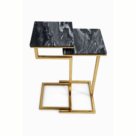 Chamblee - 2 Piece Square Nesting C - Table Set - Gold / Black - Nesting Tables available at Alpine Outlets in Denver