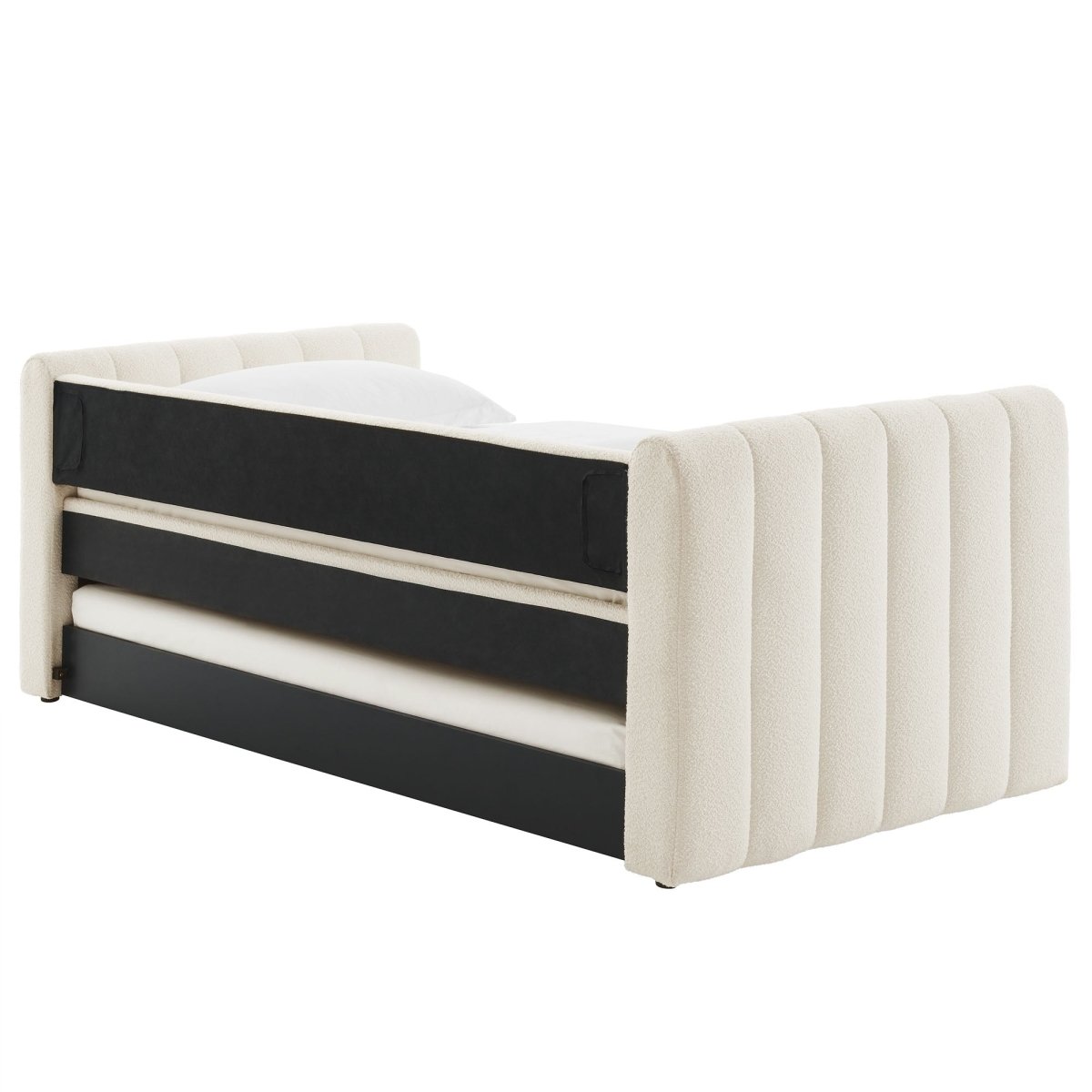 Channel Tufted Bouclé Twin Daybed with Pull - Out Trundle - Platform Bed available at Alpine Outlets in Denver