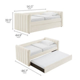 Channel Tufted Bouclé Twin Daybed with Pull - Out Trundle - Platform Bed available at Alpine Outlets in Denver