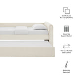 Channel Tufted Bouclé Twin Daybed with Pull - Out Trundle - Platform Bed available at Alpine Outlets in Denver