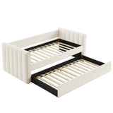 Channel Tufted Bouclé Twin Daybed with Pull - Out Trundle - Platform Bed available at Alpine Outlets in Denver